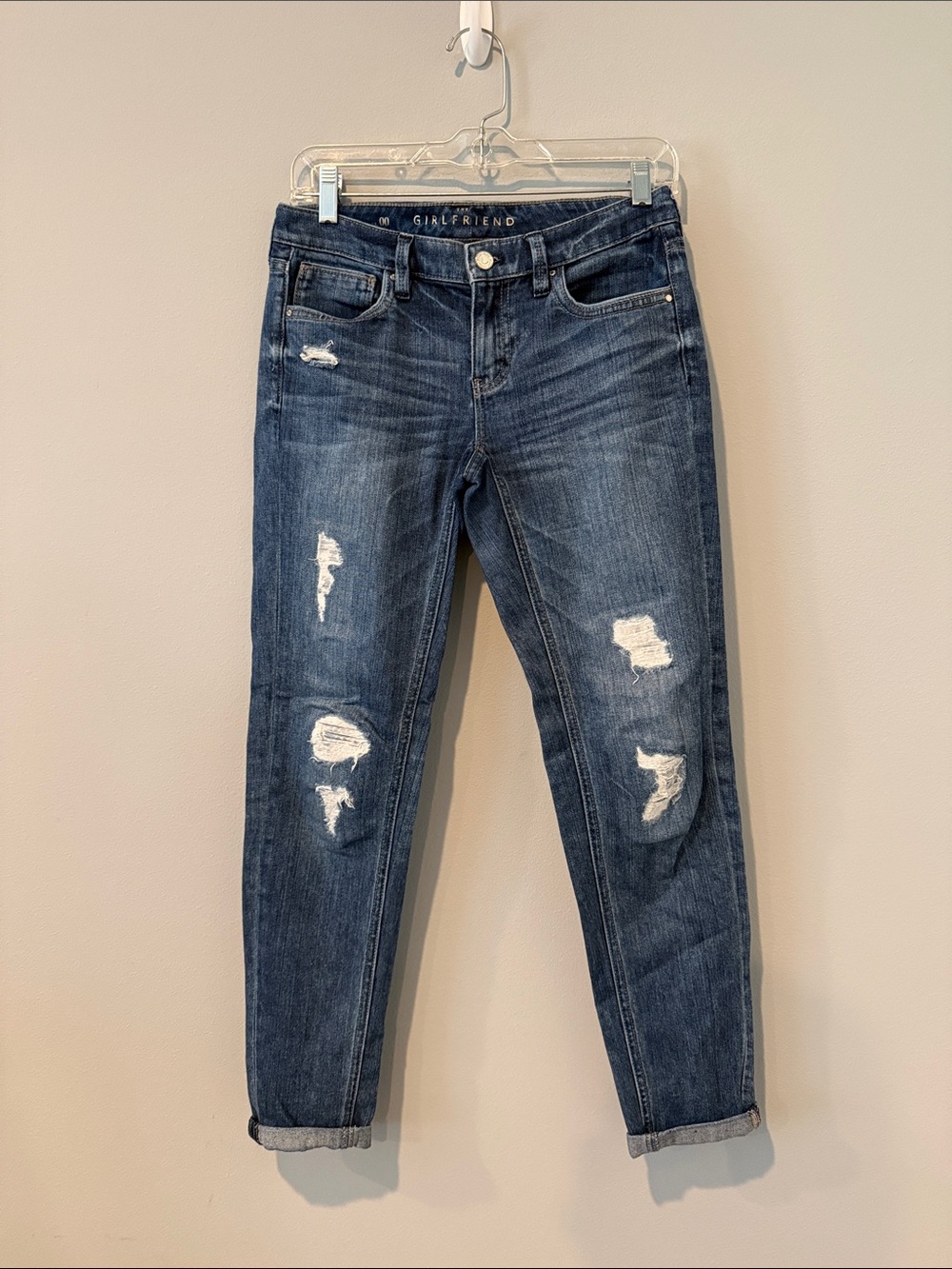 White House Black Market Dark Blue Distressed girlriend Jeans